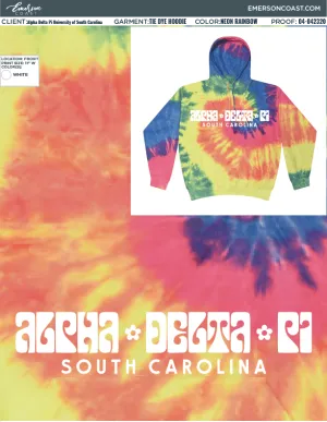 04-042820 Alpha Delta Pi University of South Carolina Tie Dye Hoodies 2020-02