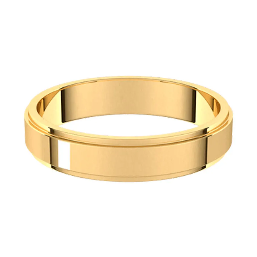 14K White Gold Stepped Edge Wedding Band