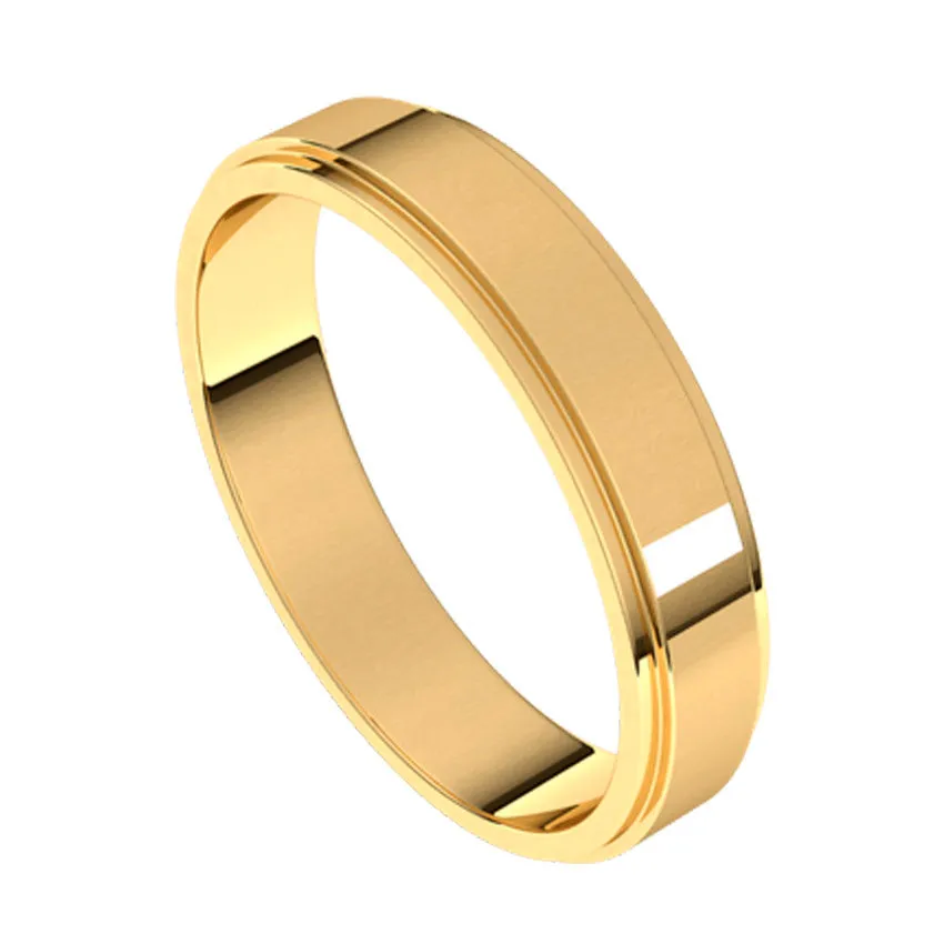 14K White Gold Stepped Edge Wedding Band