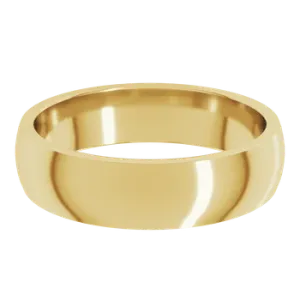 14K Yellow Gold Comfort Fit Standard Weight Half Round 5mm Band , Size 10 (99088)