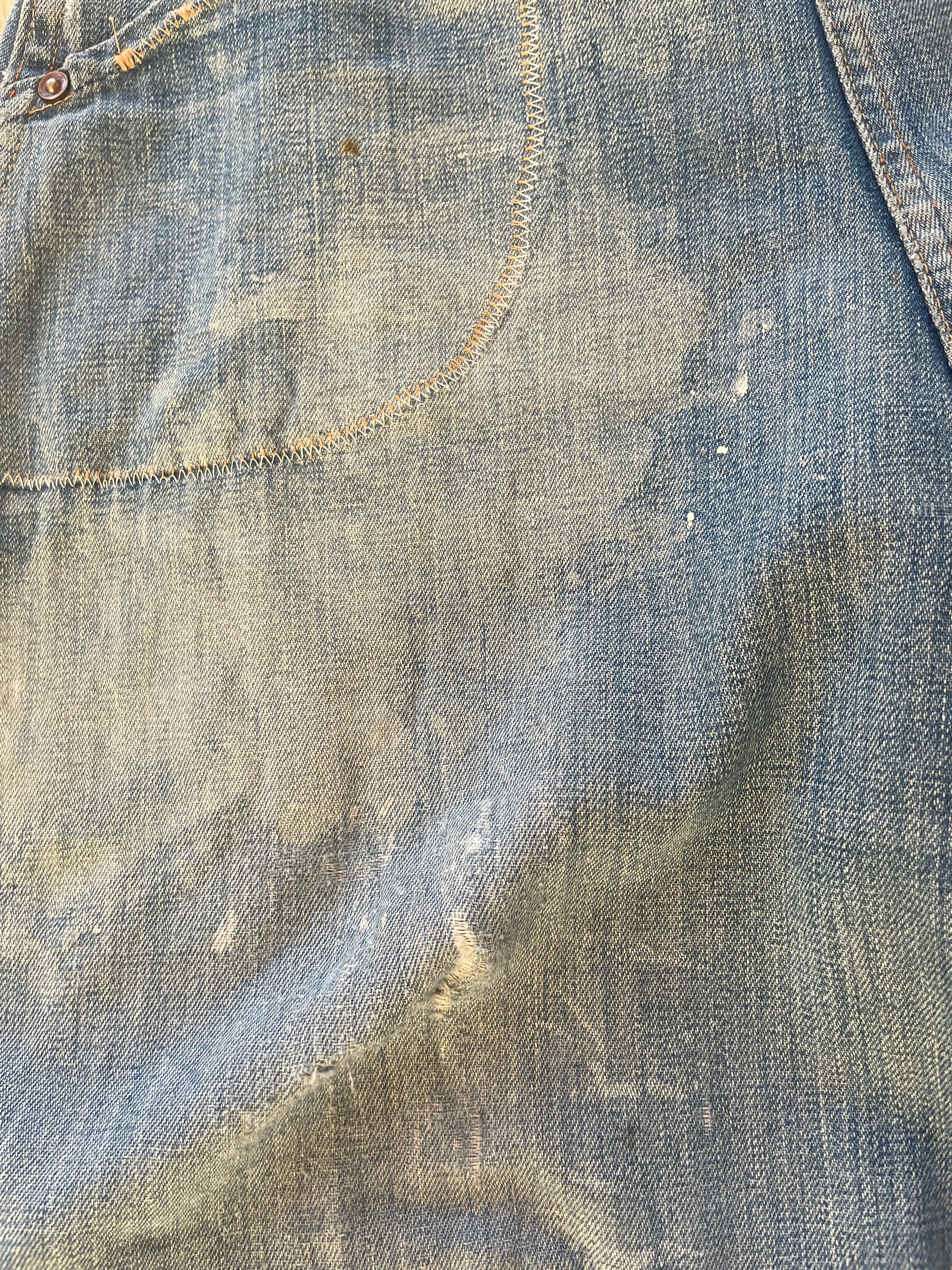 1940s Ladies Workwear Side Button Wide Leg Jeans