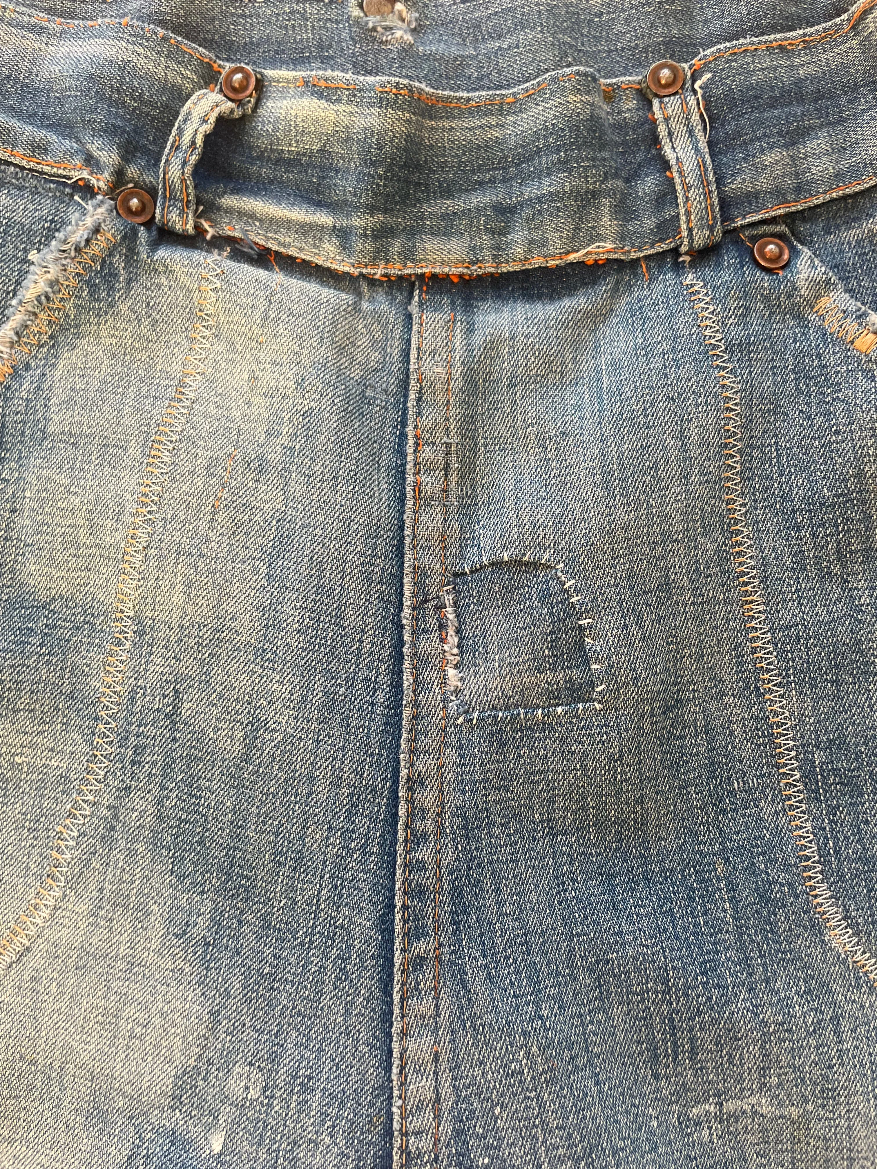 1940s Ladies Workwear Side Button Wide Leg Jeans