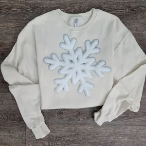 3Blues Designs |   Hazel Blues® |  Large Snowflake Chenille Patch Sweatshirt
