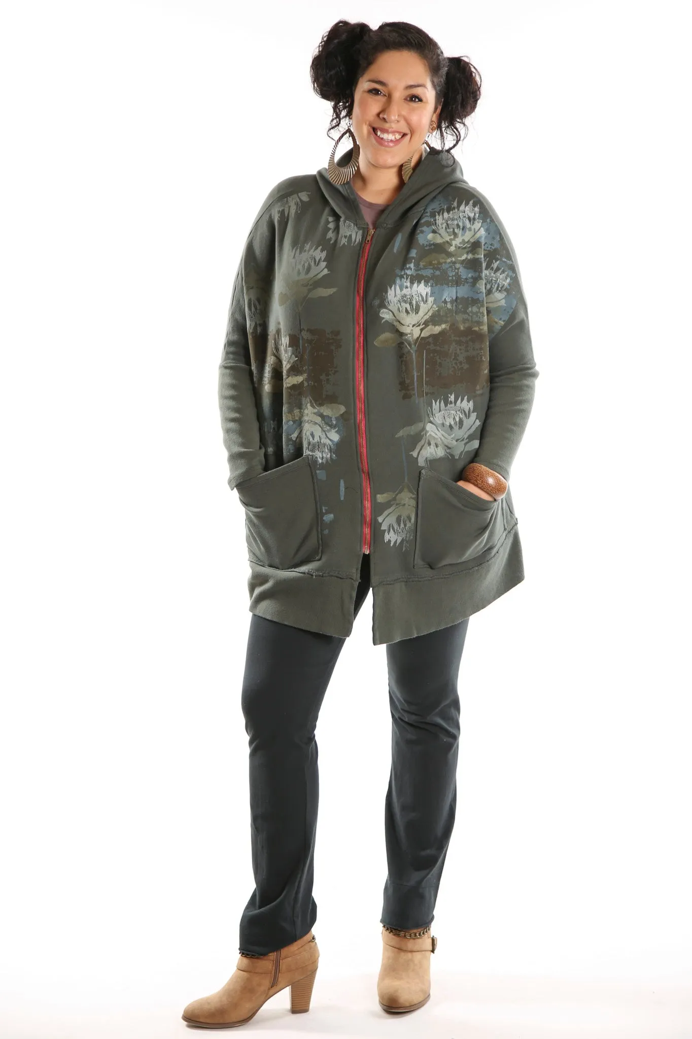 5261 Slim Rib Hoodie Organic Sweatshirt Dark Olive Waterlies & Waves