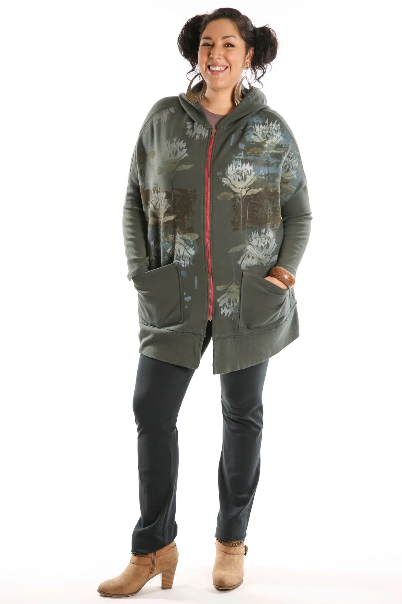5261 Slim Rib Hoodie Organic Sweatshirt Dark Olive Waterlies & Waves