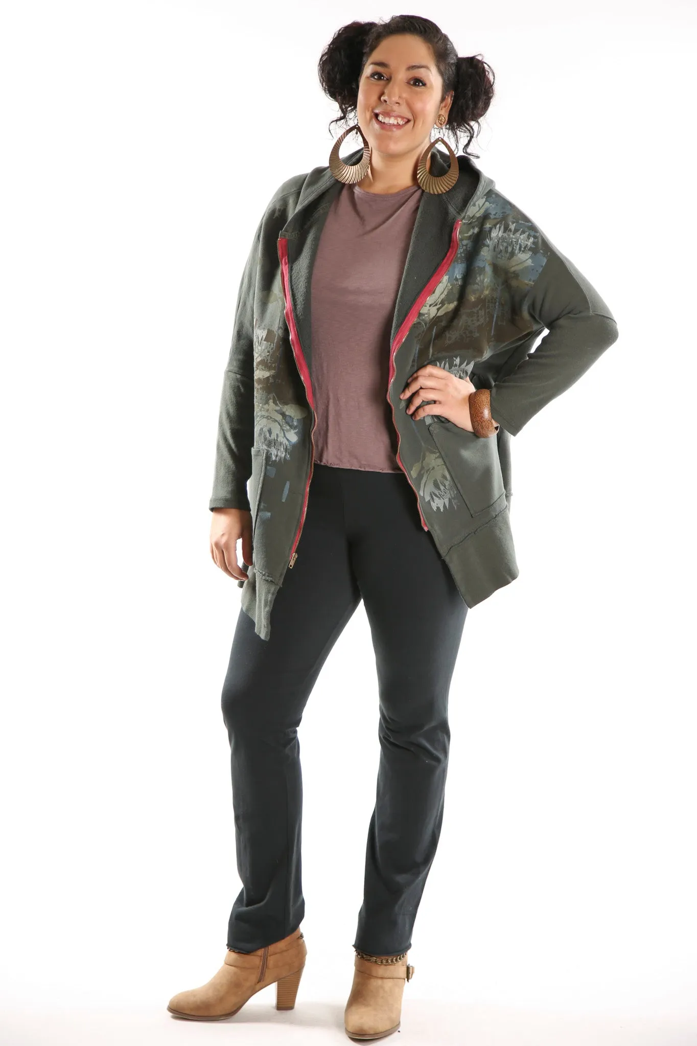 5261 Slim Rib Hoodie Organic Sweatshirt Dark Olive Waterlies & Waves