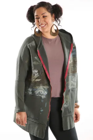 5261 Slim Rib Hoodie Organic Sweatshirt Dark Olive Waterlies & Waves