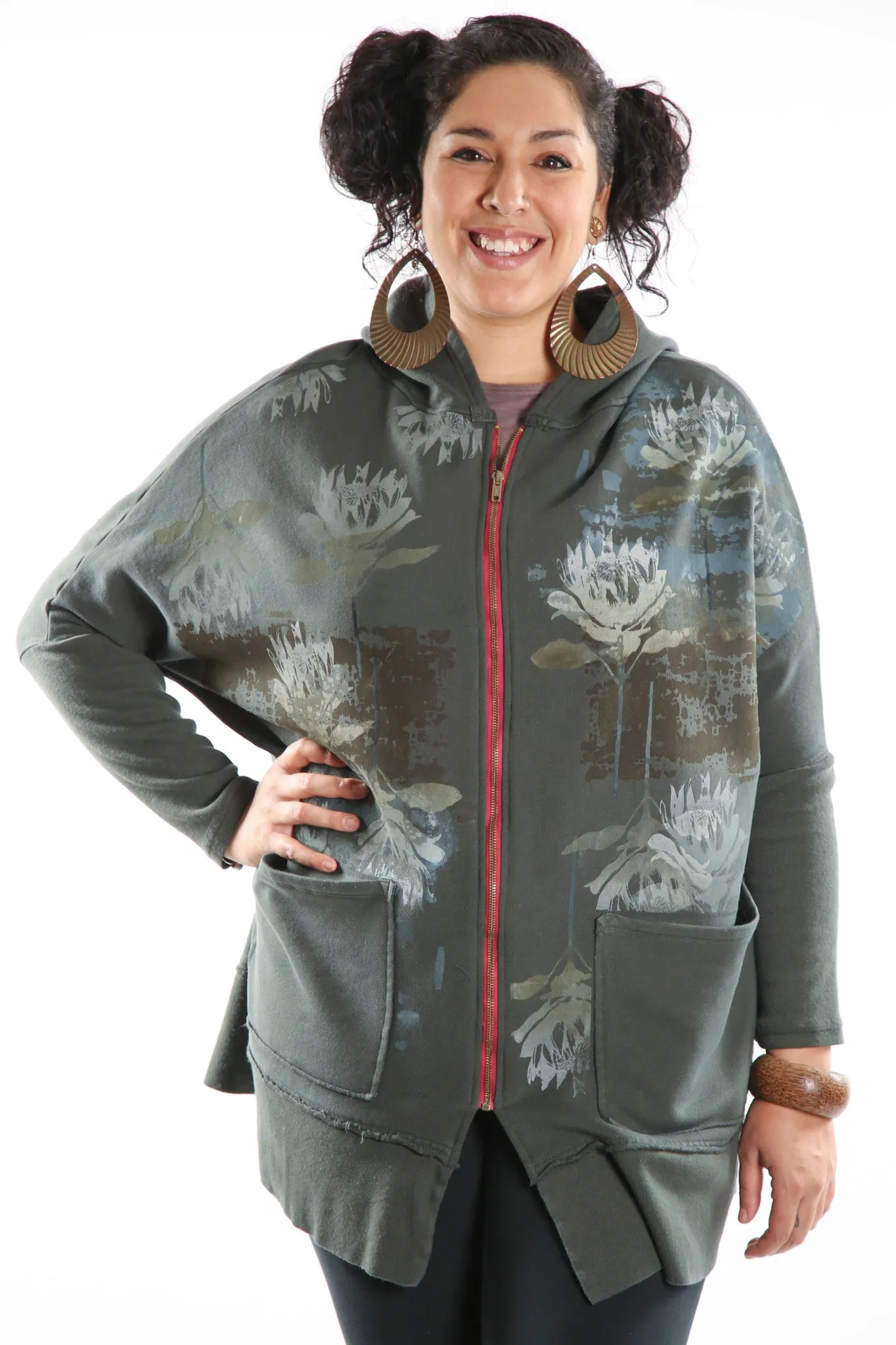 5261 Slim Rib Hoodie Organic Sweatshirt Dark Olive Waterlies & Waves