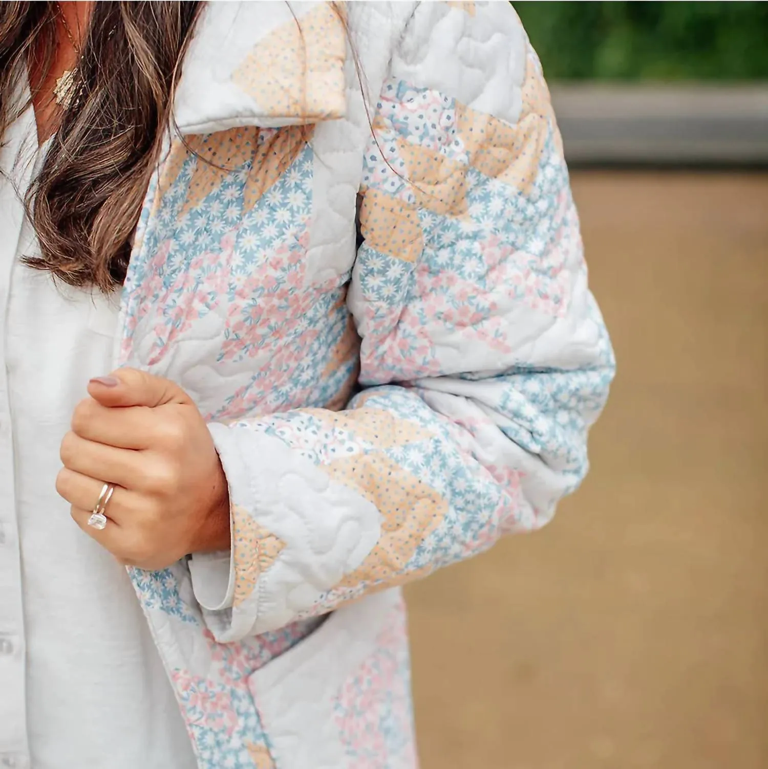 Adeline Quilted Jacket In Grey Multi