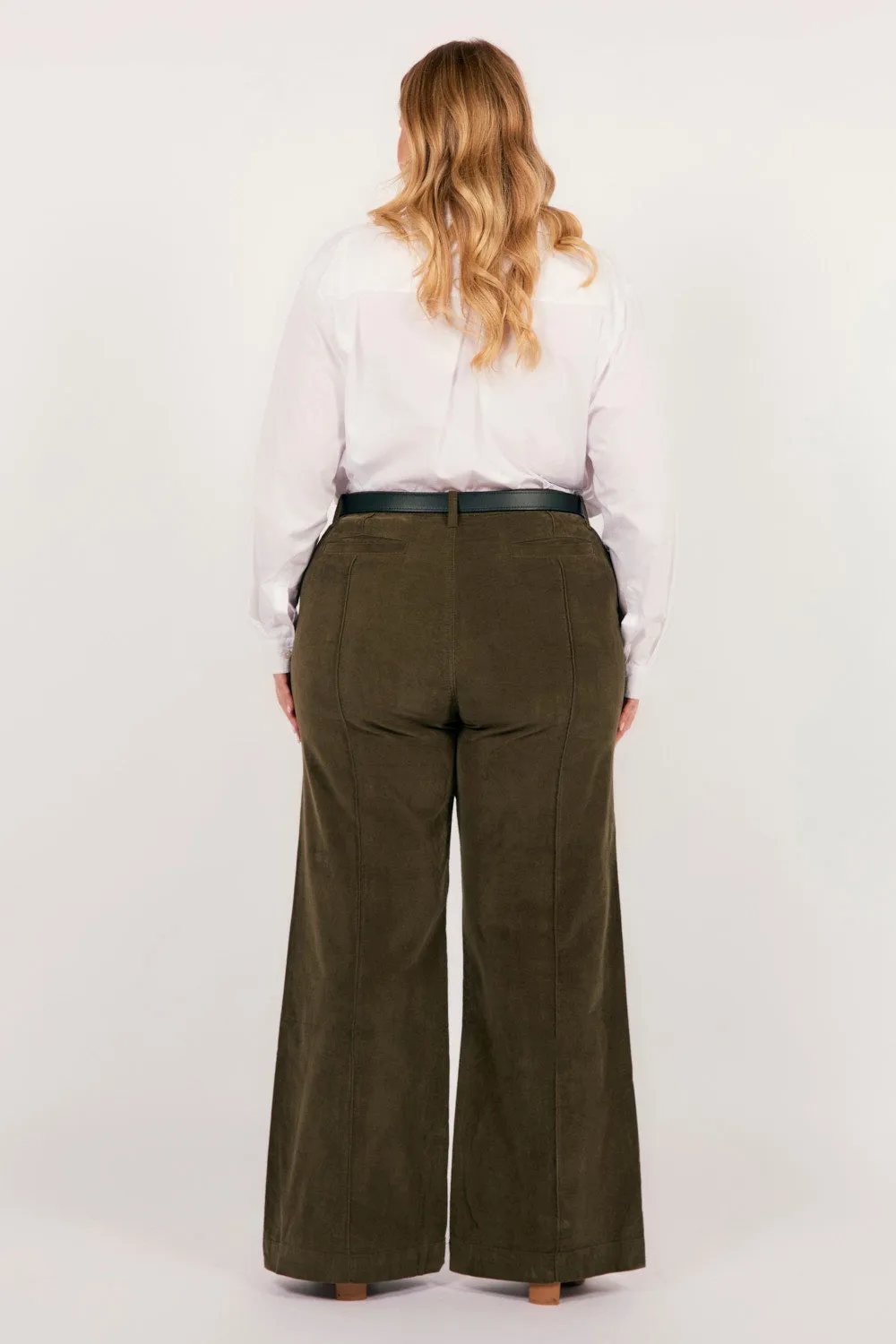 Adrift Wide Leg Brushed Cotton Pant in Olive