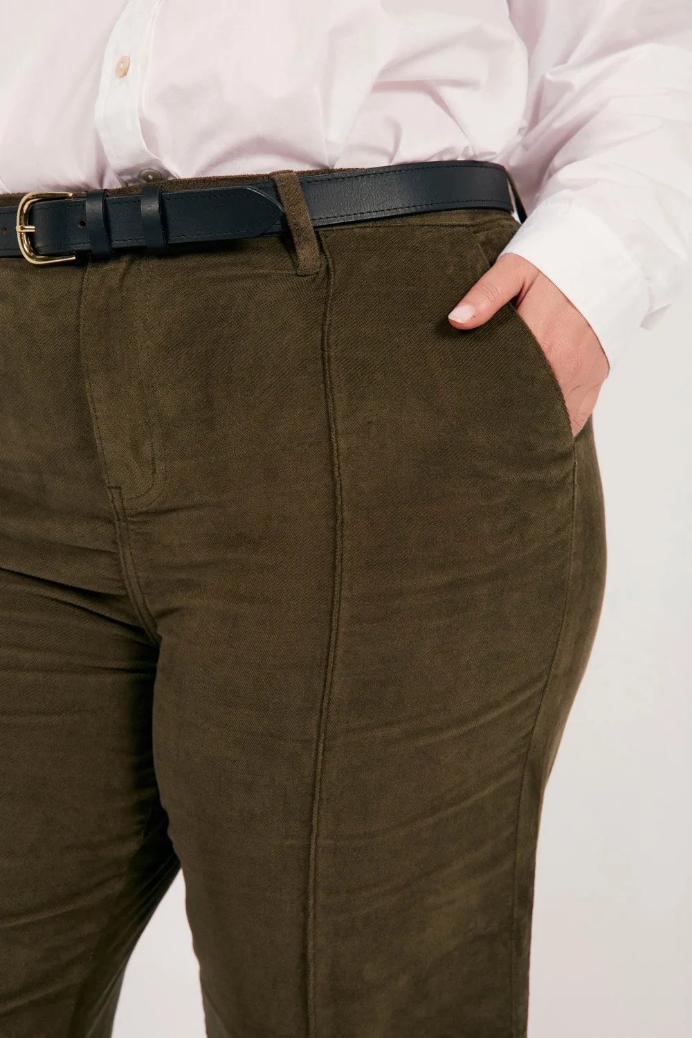 Adrift Wide Leg Brushed Cotton Pant in Olive