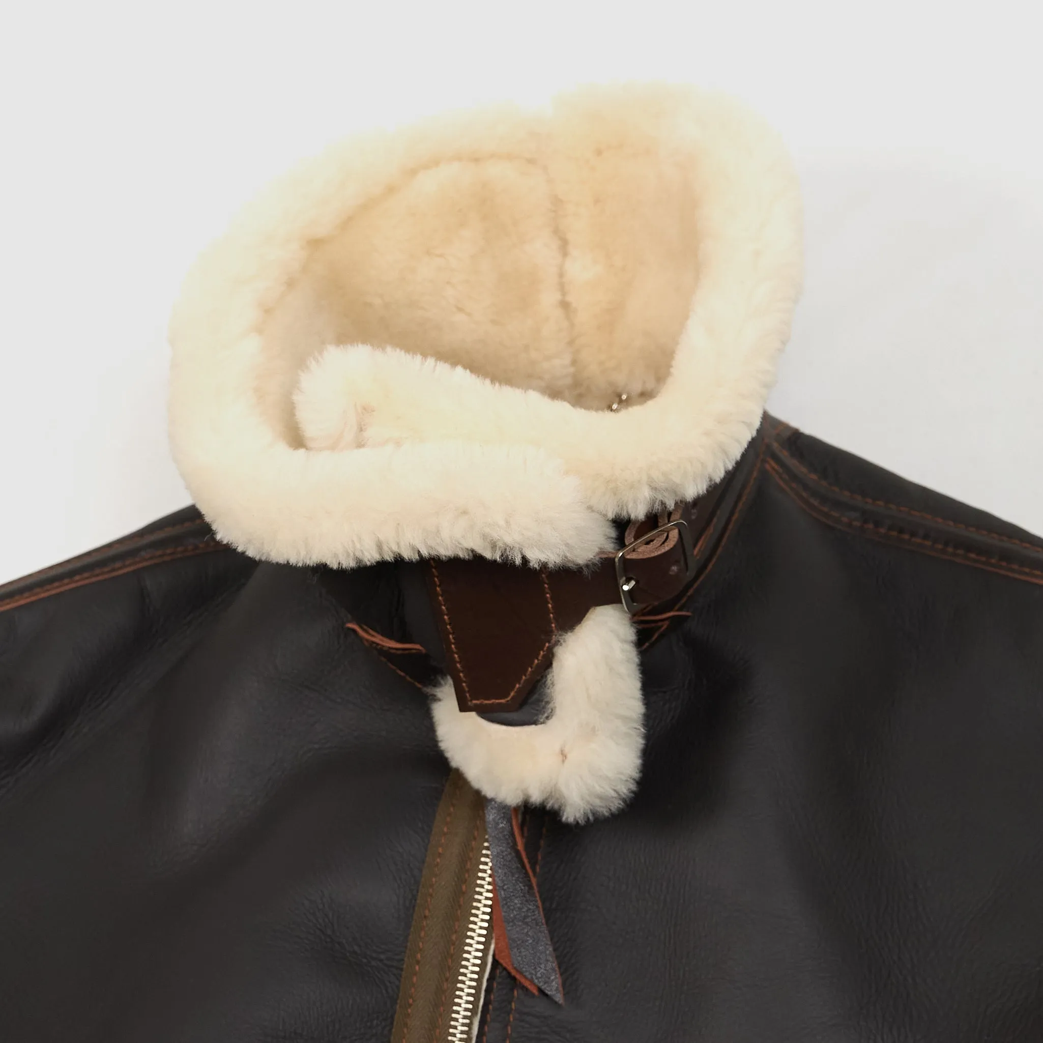 Aero Leather D-1 Shearling Bomber Leather Jacket