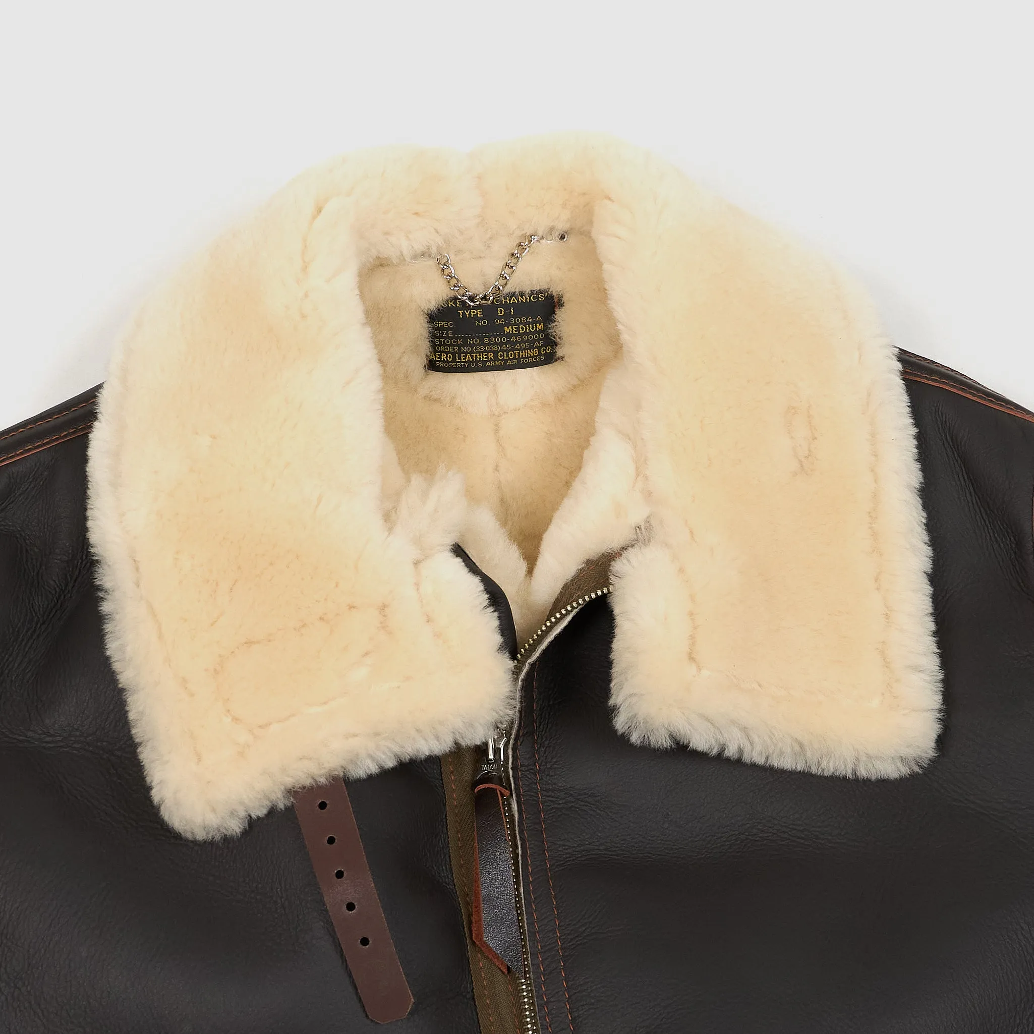 Aero Leather D-1 Shearling Bomber Leather Jacket