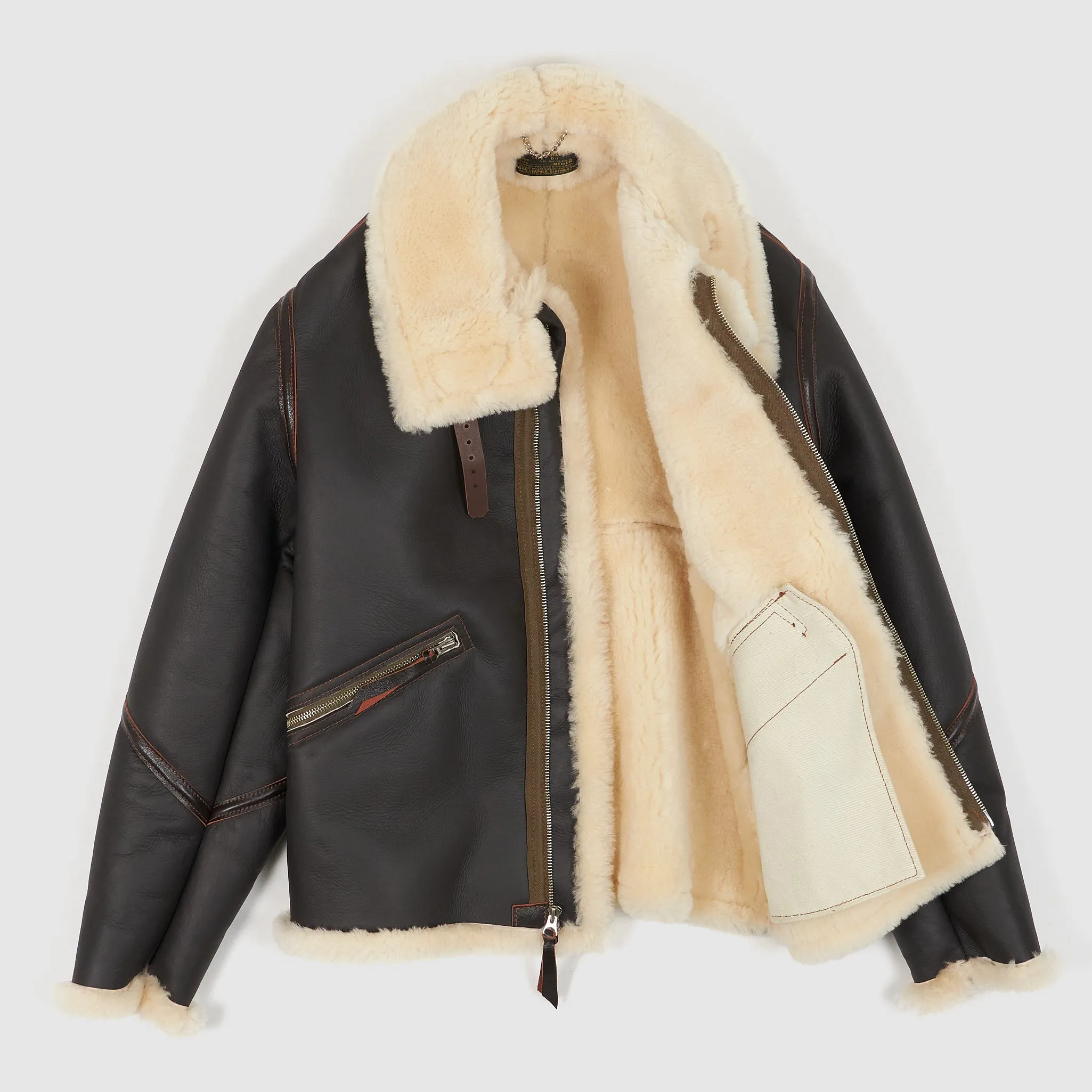 Aero Leather D-1 Shearling Bomber Leather Jacket