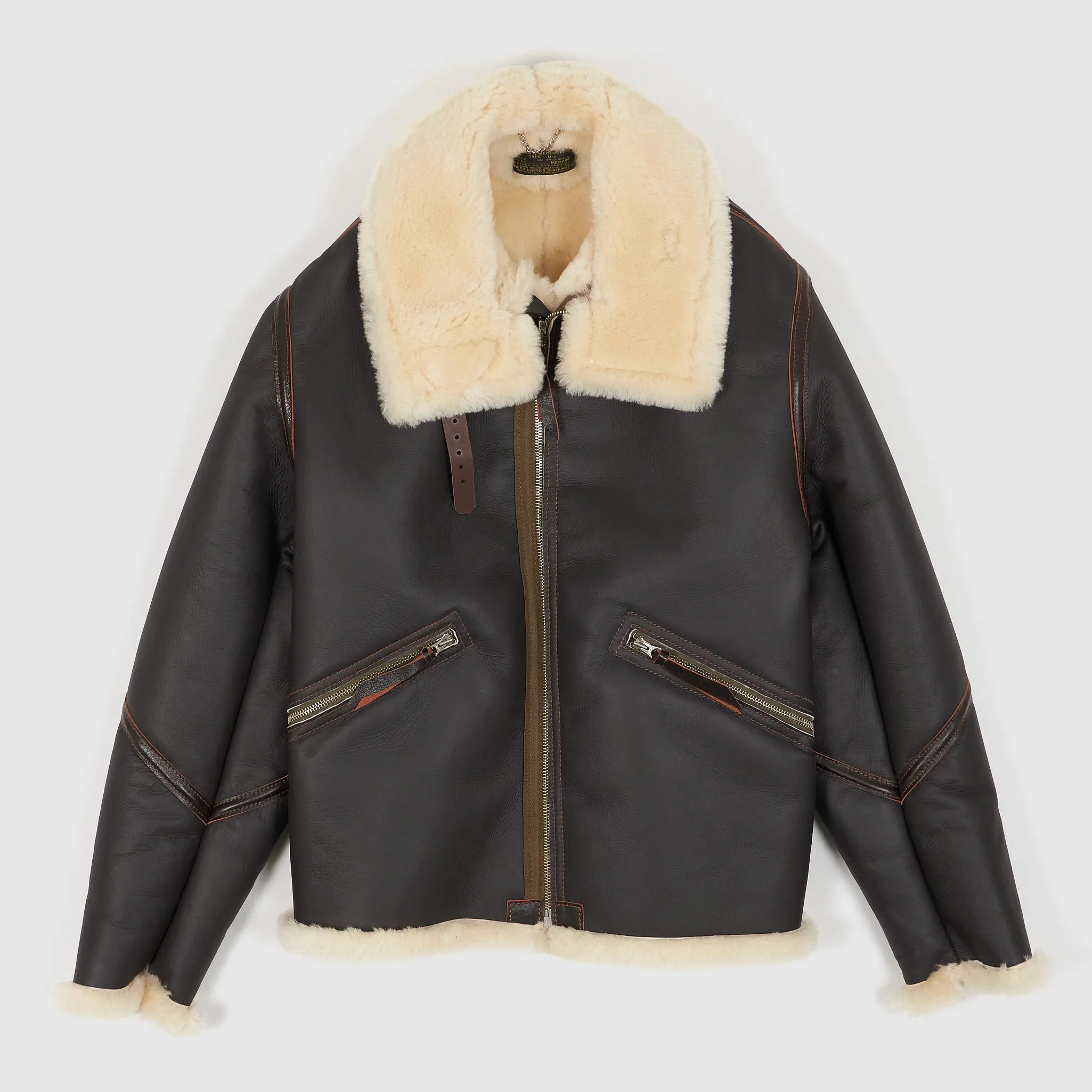 Aero Leather D-1 Shearling Bomber Leather Jacket