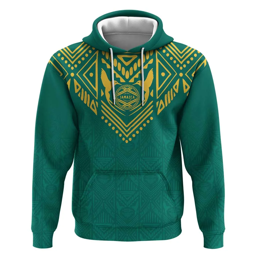 Afro-Jamaicans Tribal Custom Football Zip Hoodie Green Style LT9