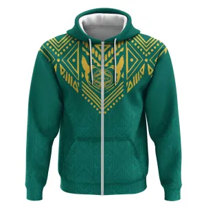 Afro-Jamaicans Tribal Custom Football Zip Hoodie Green Style LT9