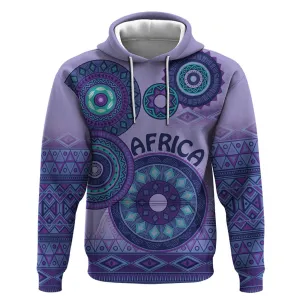 Afro Tribal Traditional Pattern Hoodie Purple Motif LT9