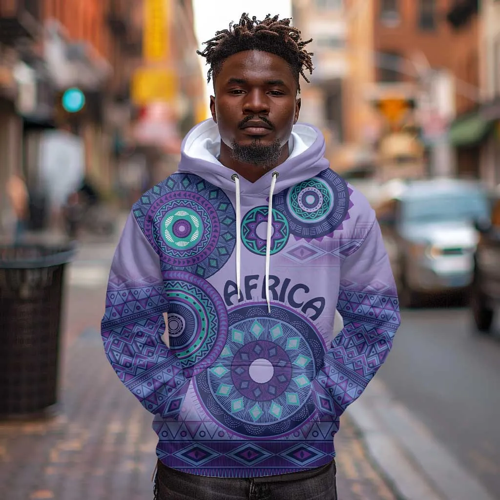 Afro Tribal Traditional Pattern Hoodie Purple Motif LT9