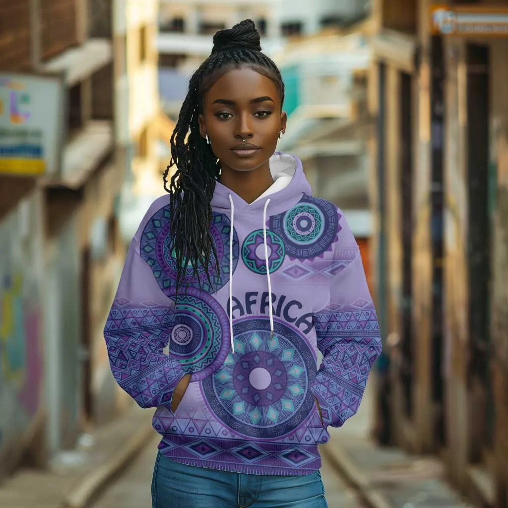 Afro Tribal Traditional Pattern Hoodie Purple Motif LT9