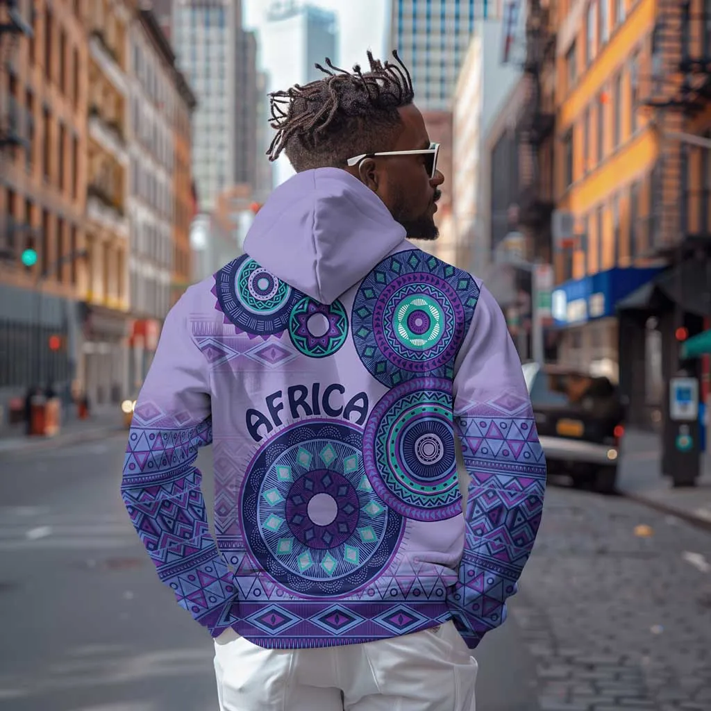 Afro Tribal Traditional Pattern Hoodie Purple Motif LT9