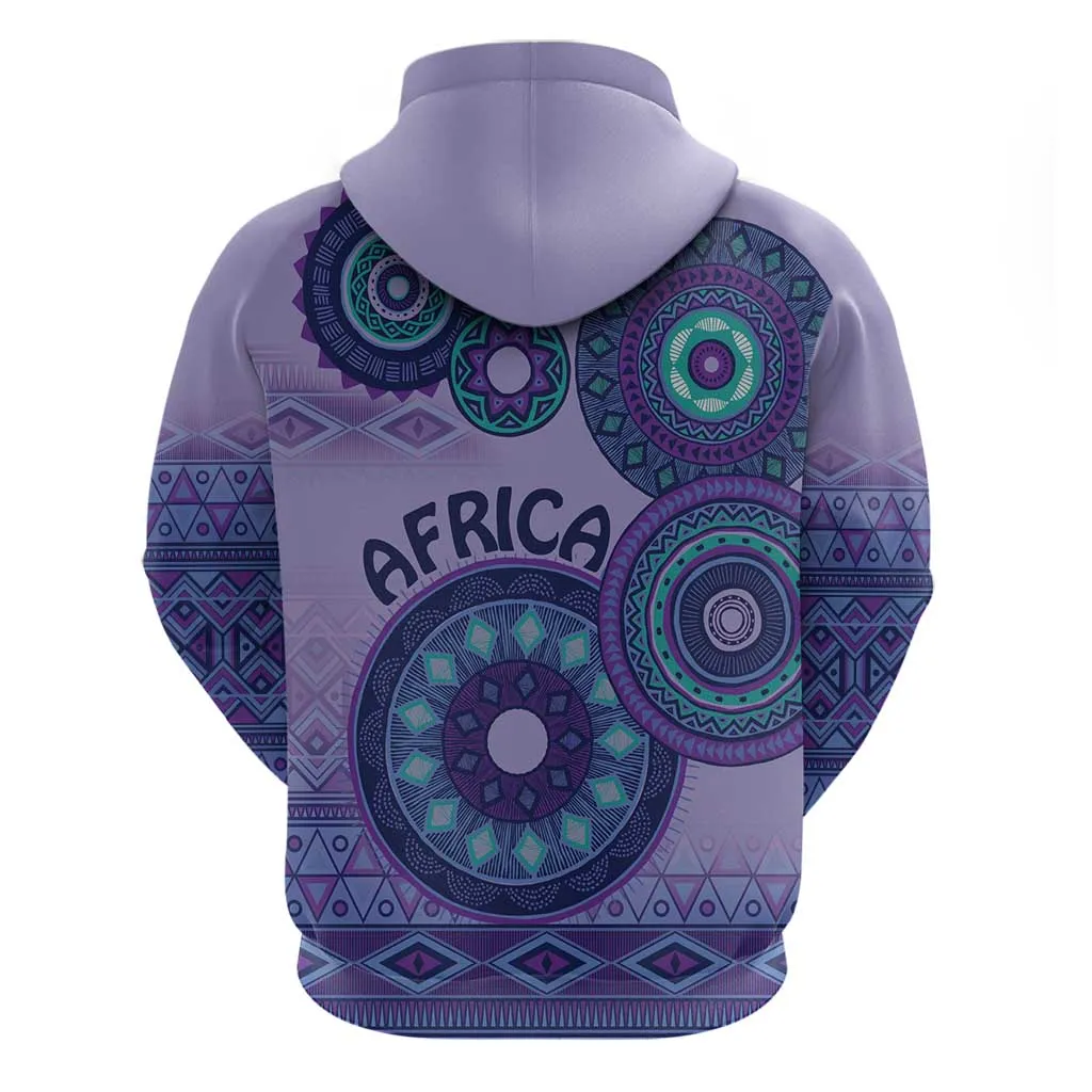 Afro Tribal Traditional Pattern Hoodie Purple Motif LT9