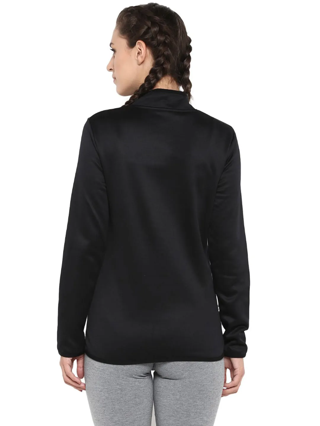 Alcis Women Black Silver-Toned Colourblocked Sweatshirt
