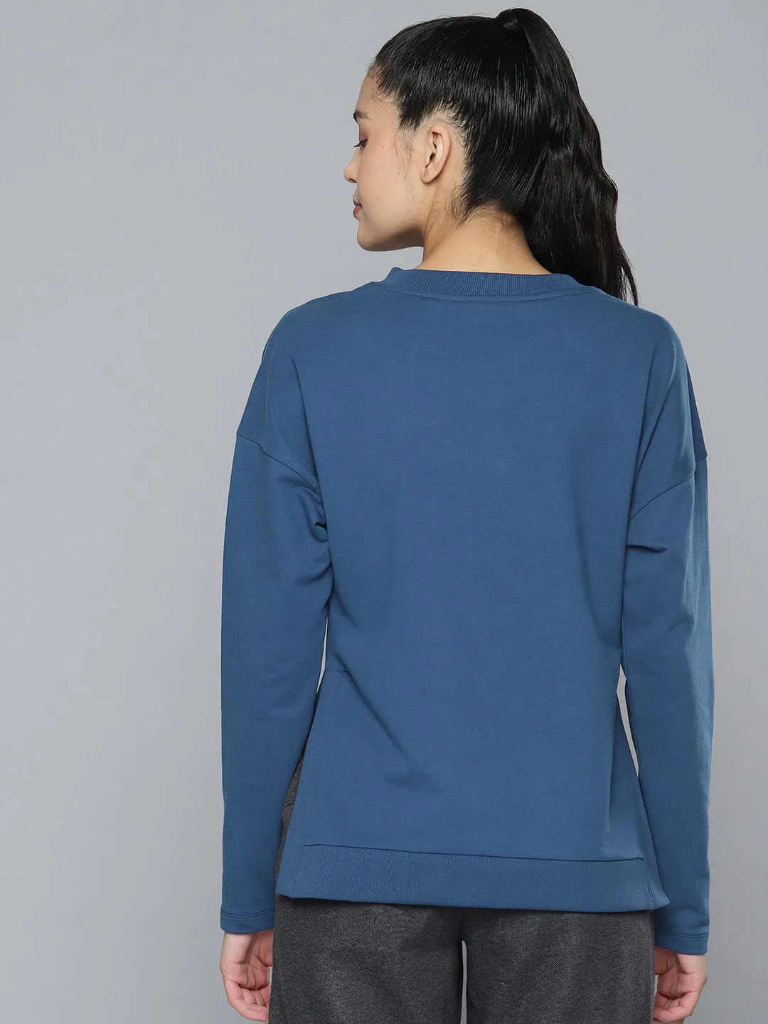 Alcis Women Blue Solid Sweatshirt