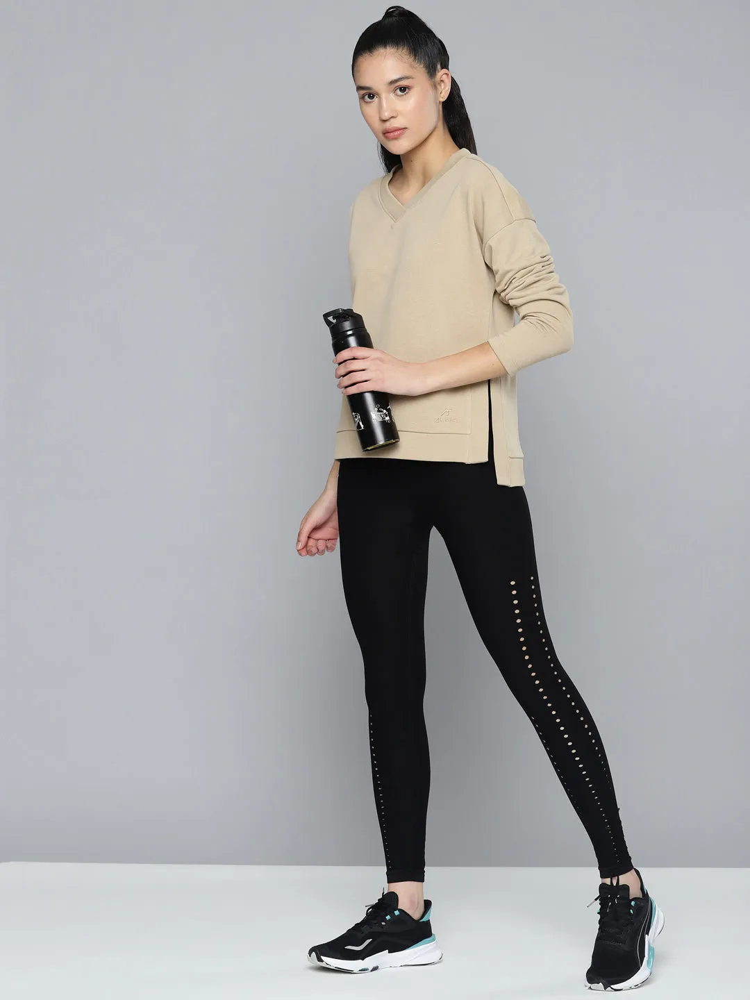 Alcis Women Brown Solid Sweatshirt
