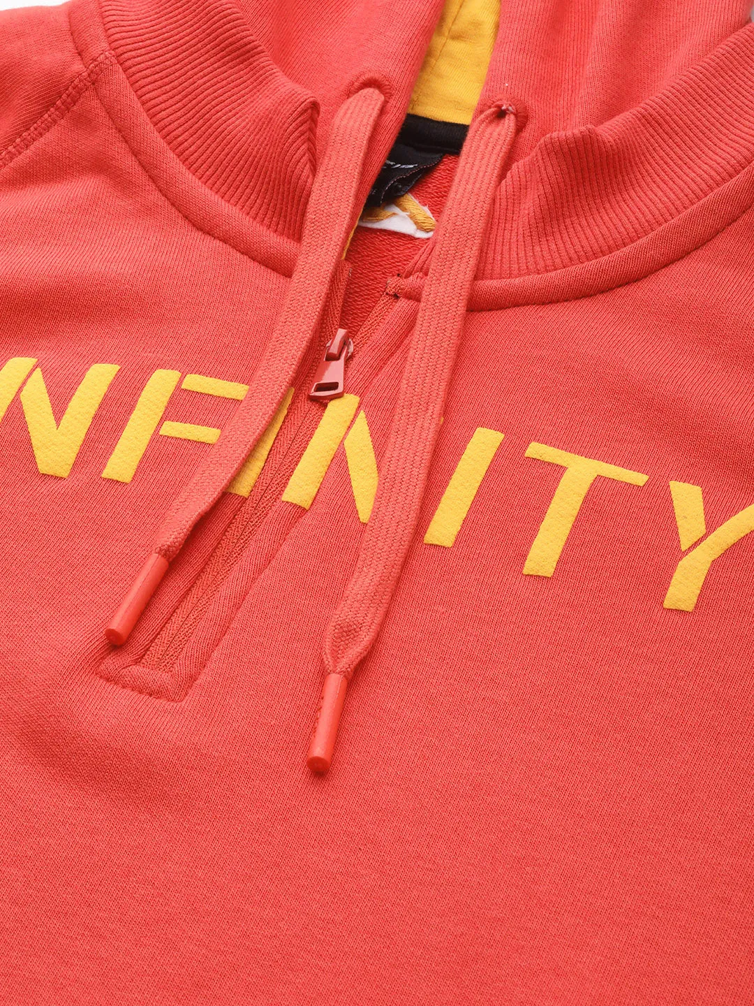 Alcis Women Red Printed Hooded Sweatshirt