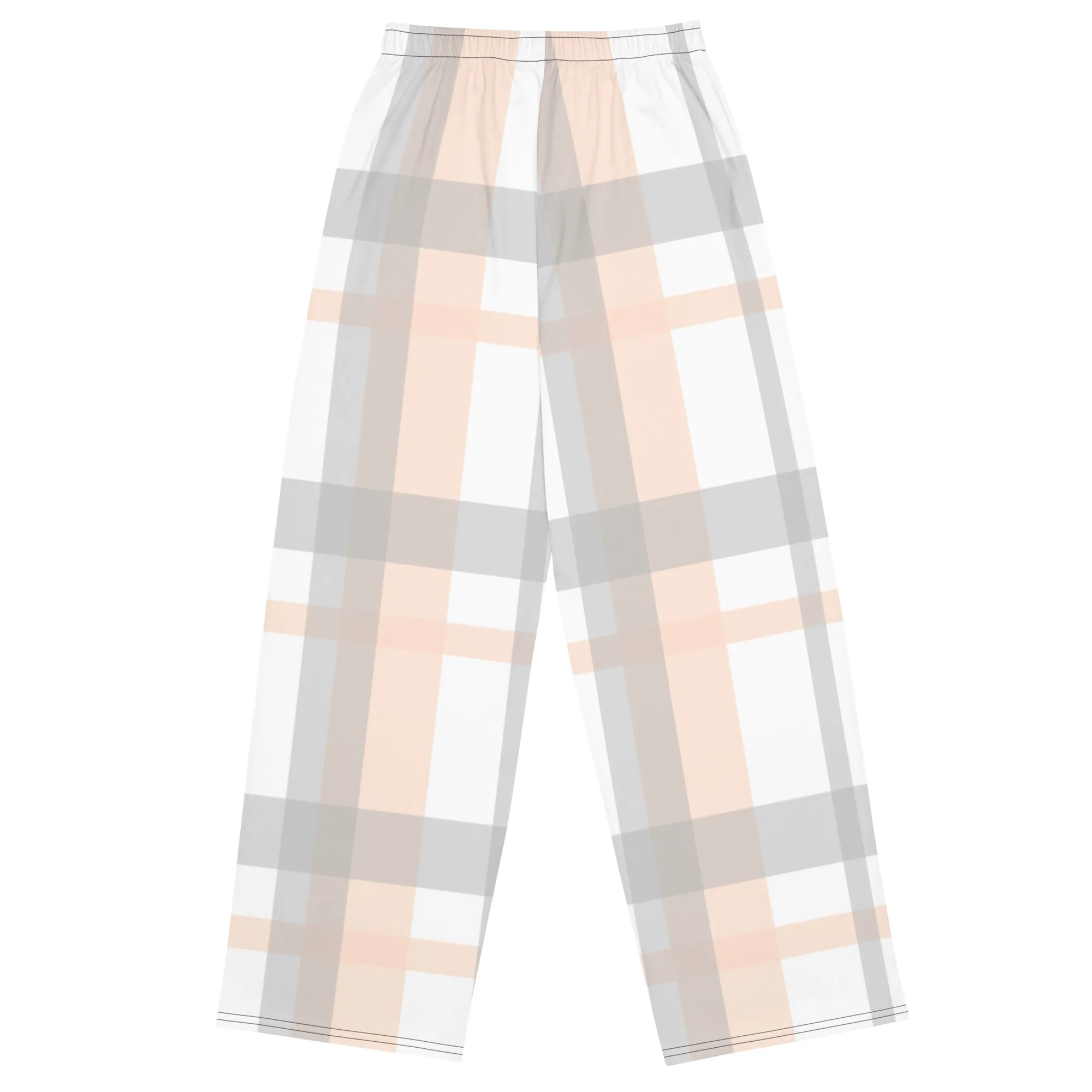 All-over tartan print wide-leg pants