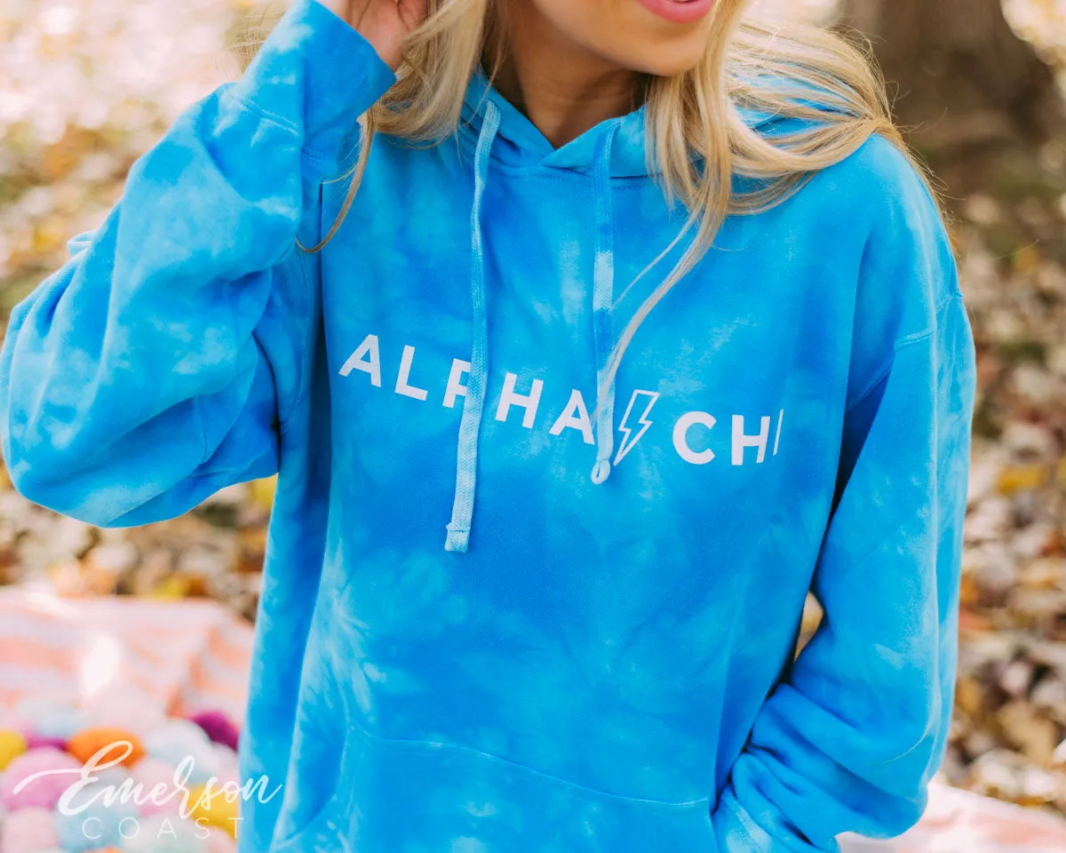 Alpha Chi Lightning Bolt Tie Dye Hoodie