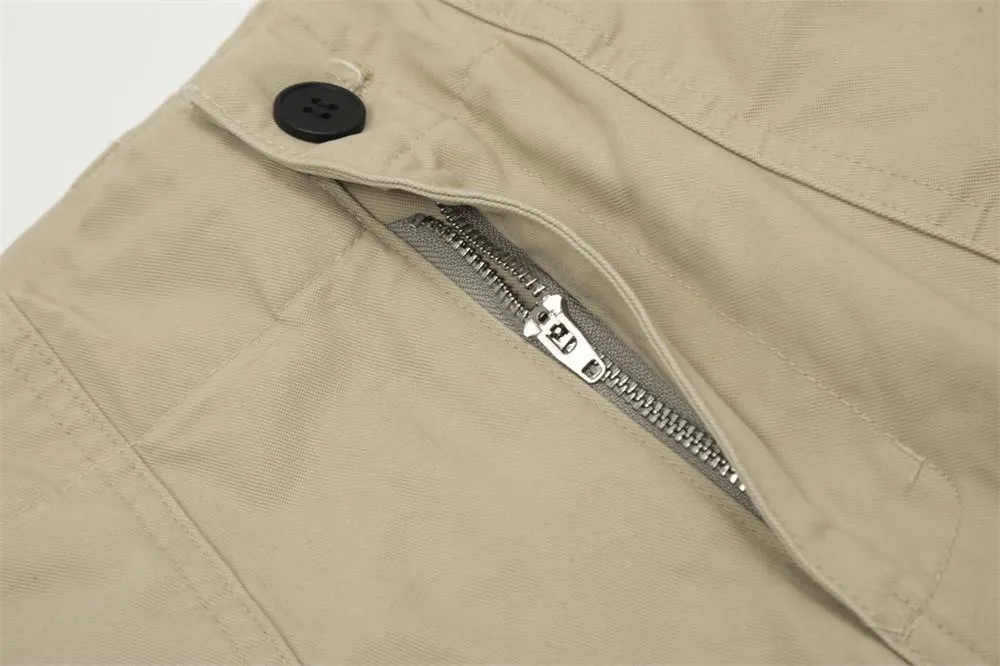 American Style High Street Vibe Trendy Solid Color Tooling Pleated Casual Paratrooper Pants Men's Pocket Loose Wide Leg Straight Pants