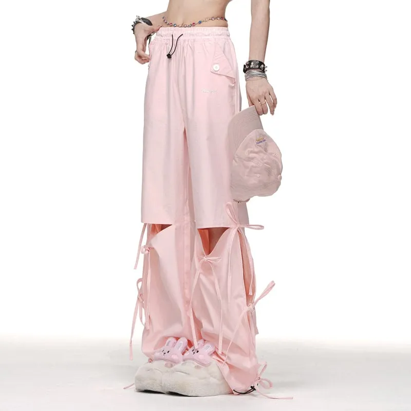 American Sweet Girl Ballet Style Pink Wide Leg Pants