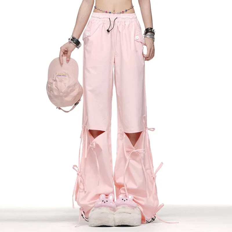 American Sweet Girl Ballet Style Pink Wide Leg Pants