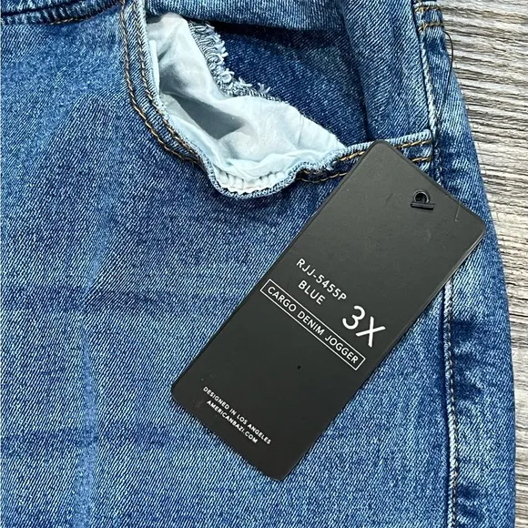 Americanbazi Blue Jean Cargo Pants / (NWT) Size: 3X / Color: Blue
