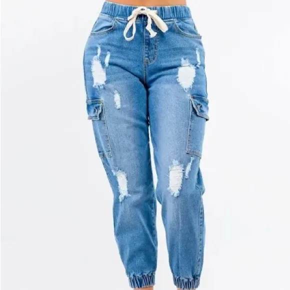 Americanbazi Blue Jean Cargo Pants / (NWT) Size: 3X / Color: Blue