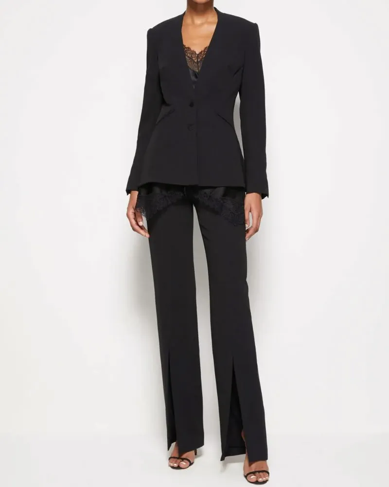Ariah Crepe Satin Combo Front Slit Pant