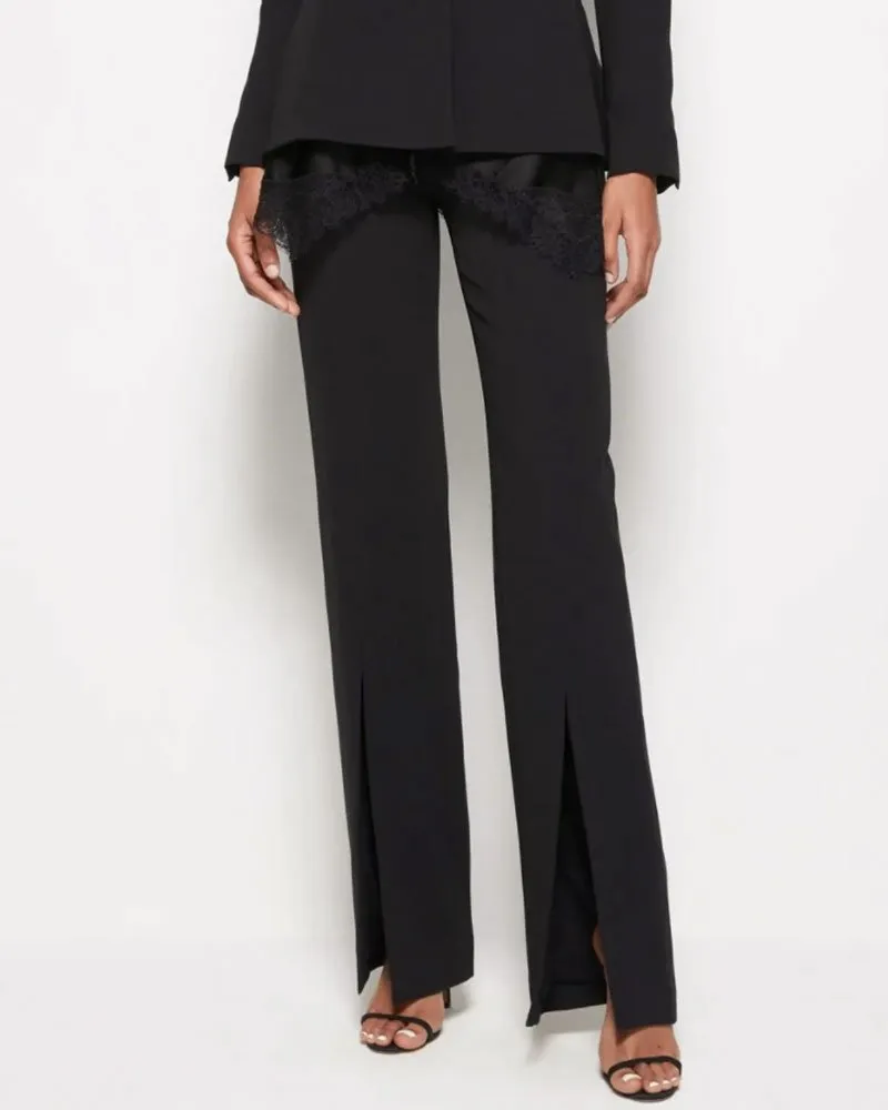 Ariah Crepe Satin Combo Front Slit Pant