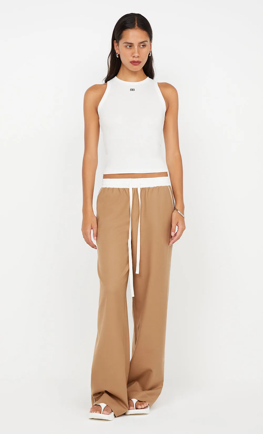 ASTER DRAWSTRING PANT - CAMEL/WHITE
