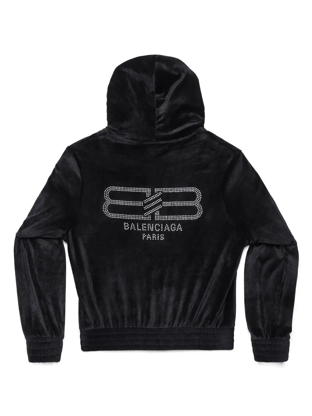 Balenciaga Crystal Embellished Velvet Zip-Up Hoodie