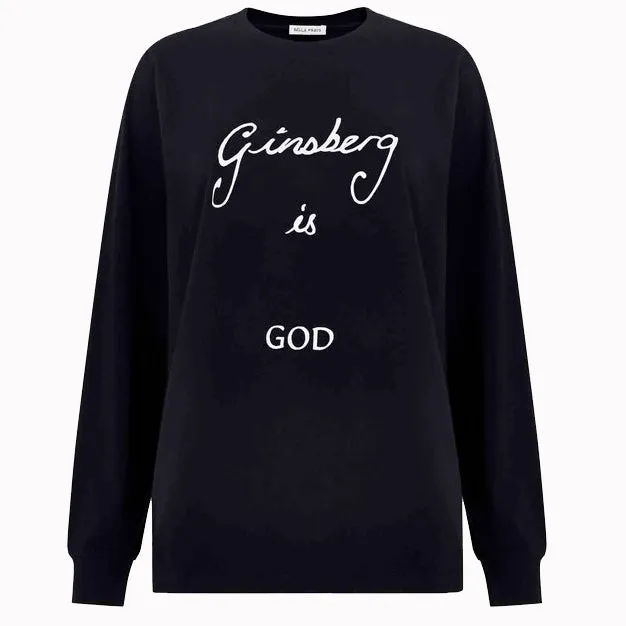 Bella Freud Ginsberg Is God Long-Sleeved T-Shirt Black