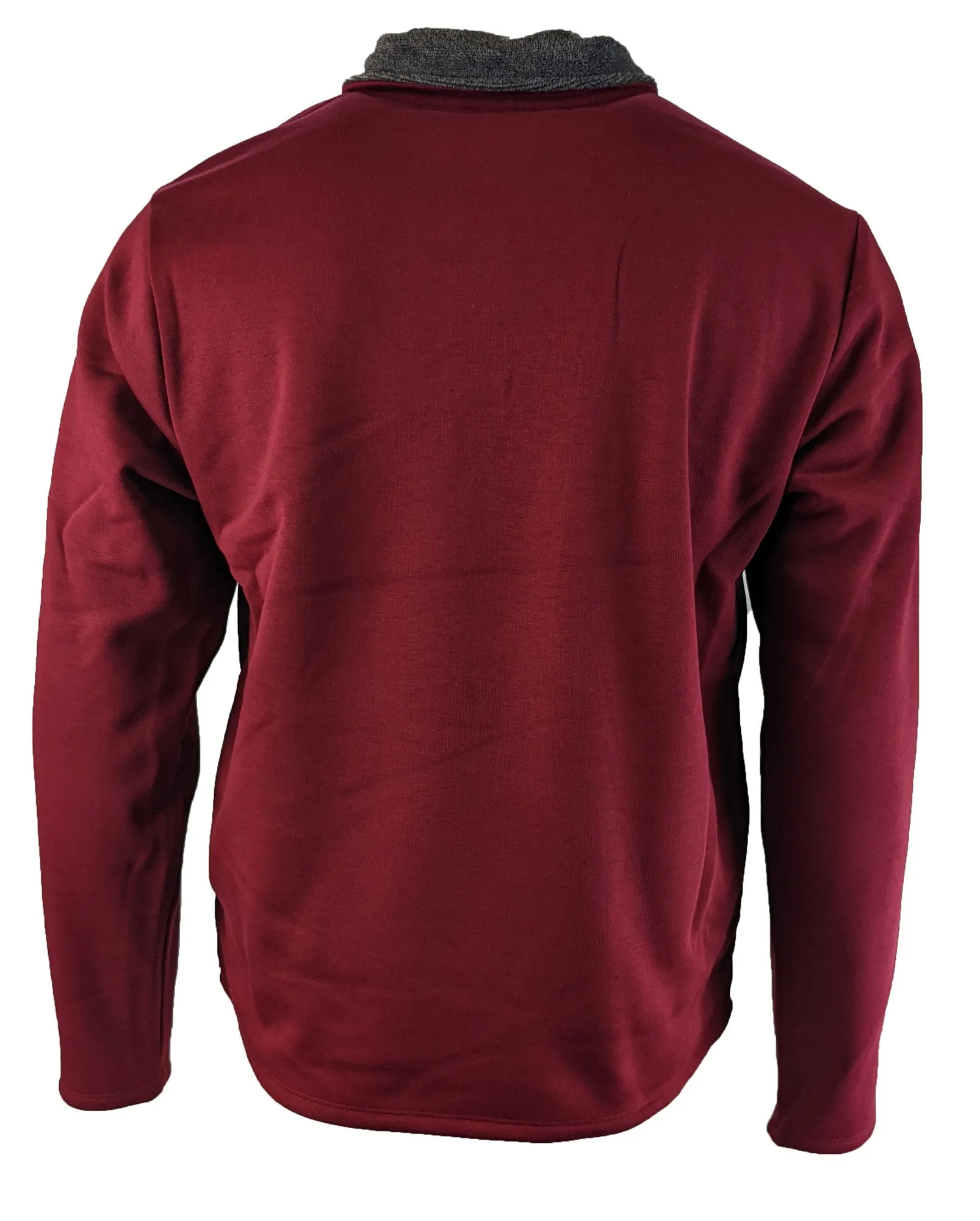 Benson Men's Red and Grey Quarter Zip Sweater with Pockets SBF02 Size Large NWT