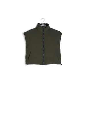 Black and khaki reversible puffer vest