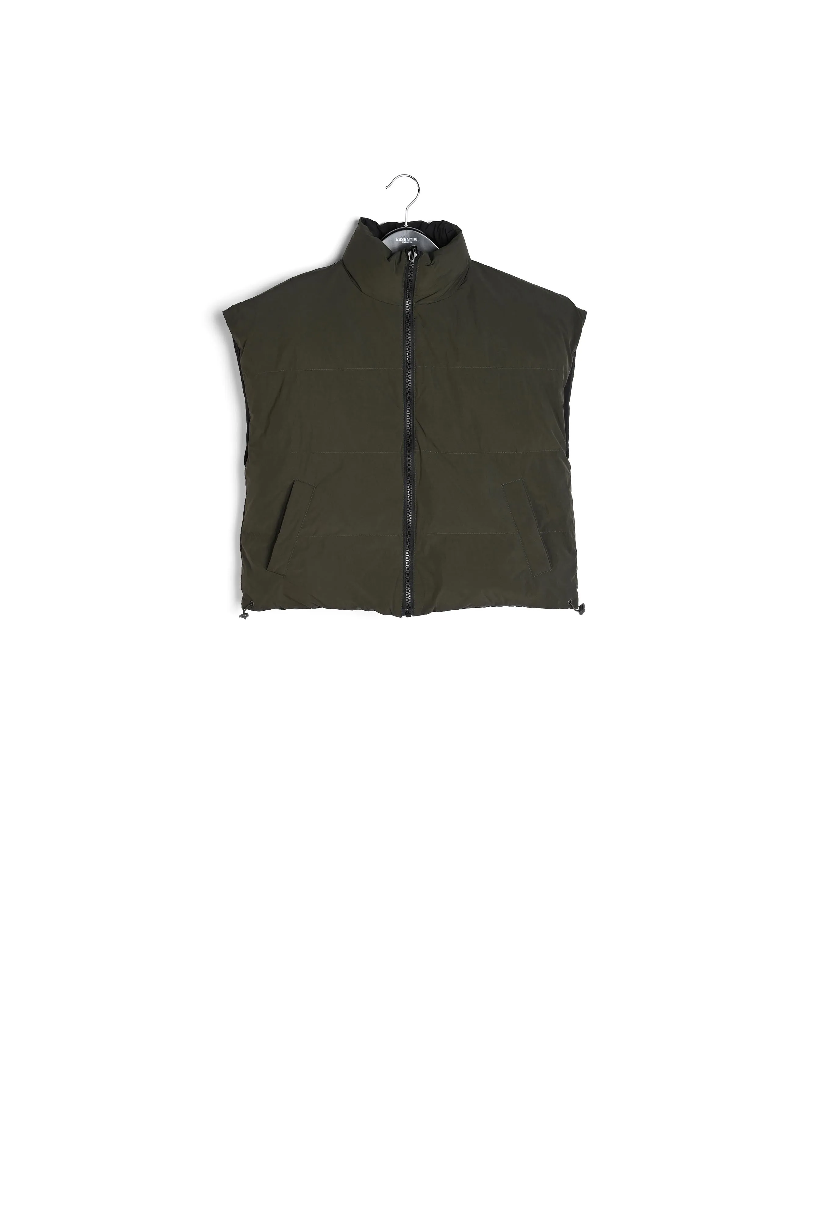 Black and khaki reversible puffer vest