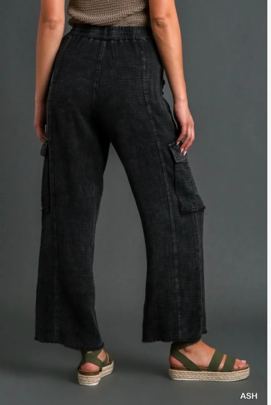 Black Gauze Cargo Pants