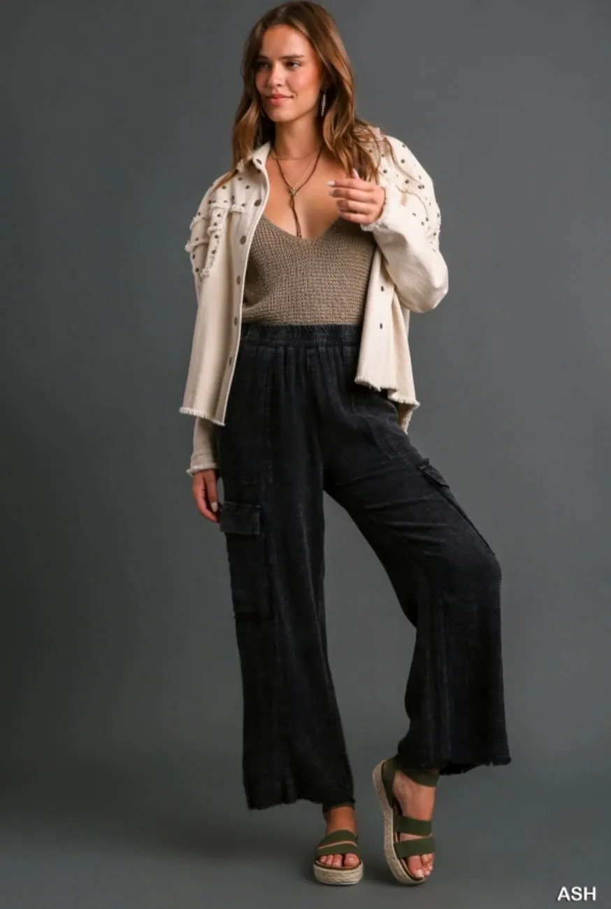 Black Gauze Cargo Pants