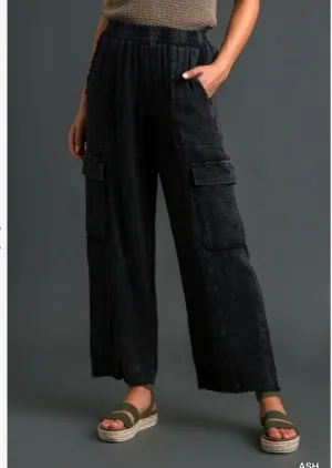Black Gauze Cargo Pants