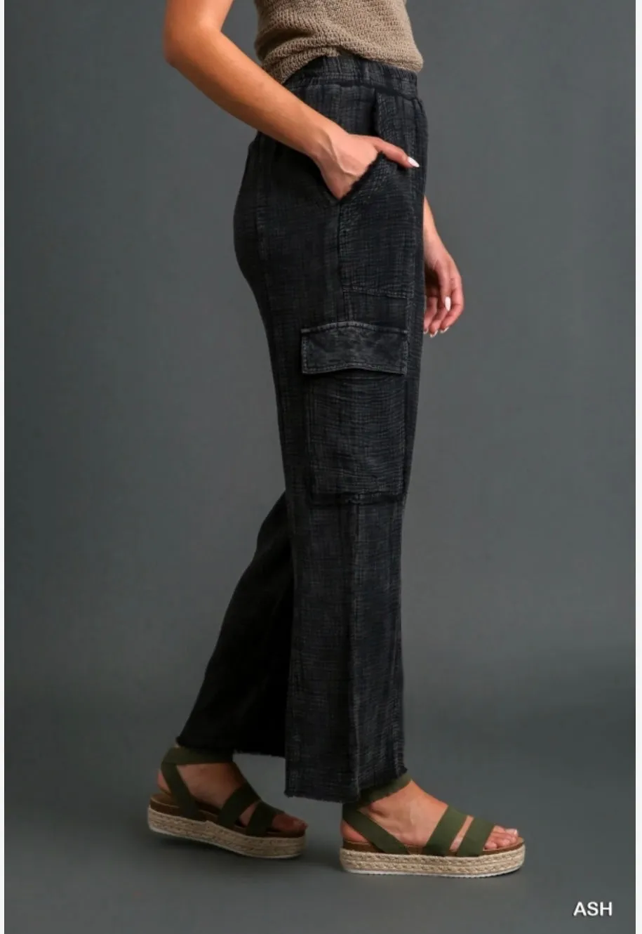 Black Gauze Cargo Pants