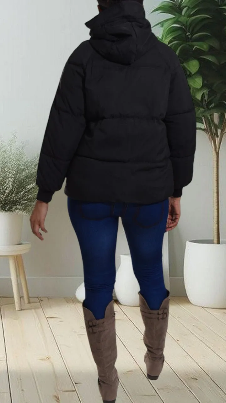 Black Hooded Puffer Jacket